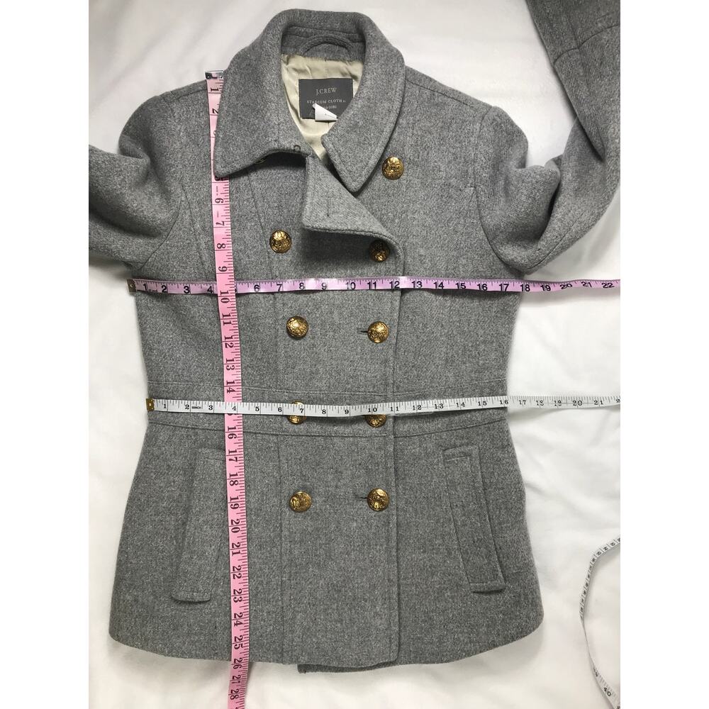 J. Crew Stadium Cloth Nello Gori Gray Wool Pea Winter Coat 4 Classic - Picture 6 of 6